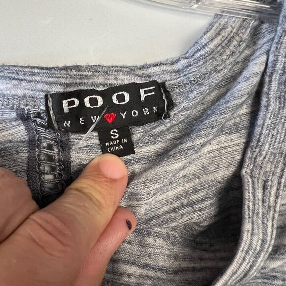 Poof New York Women's V-Neck Sheer Gray Heathered T-Shirt Size Small - Picture 8 of 9